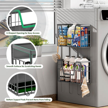 2 Set Magnetic Shelf for Fridge, Potato & Onion Storage Bins, Magnetic Fruit Basket for Refrigerator Pantry Kitchen Counter Laundry Organizer, Fridge Magnetic Spice Rack Magnet Fridge Storage