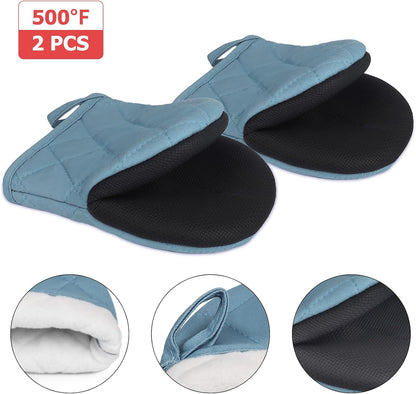 Goldmeet Mini Oven Mitts 2-Pack, 7"x5.5", 500°F Silicone Grip, Gray