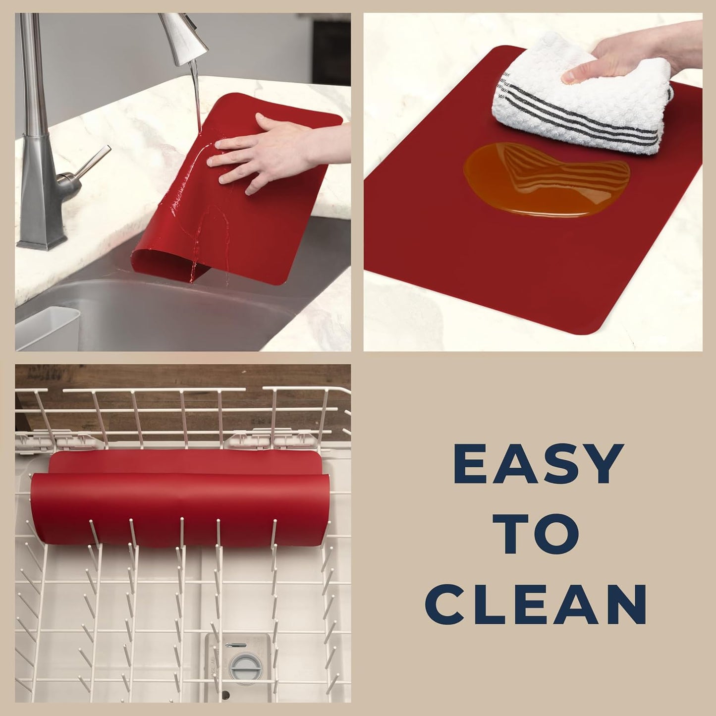 GASARÉ, Extra Large, Thick, Silicone Mat for Kitchen Counter, Heat Resistant Mat, Countertop Protector, Non-Slip, Easy to Clean, Cuttable, 25 x 17 Inches, Black