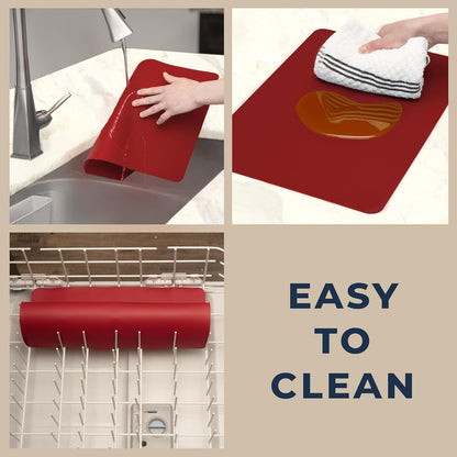 GASARÉ, Extra Large, Thick, Silicone Mat for Kitchen Counter, Heat Resistant Mat, Countertop Protector, Non-Slip, Easy to Clean, Cuttable, 25 x 17 Inches, Black