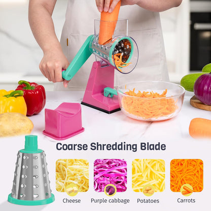 Upgraded Rotary Cheese Grater, Hand Crank, Pinkish Purple