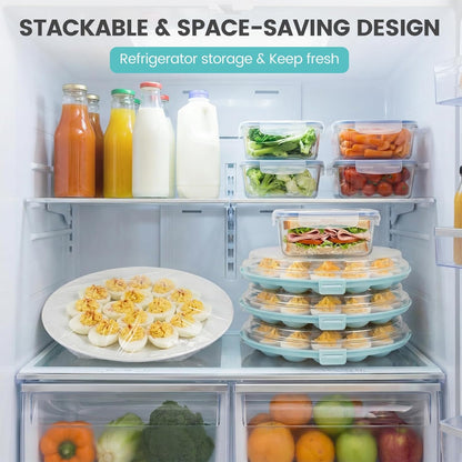 HAKSEN Deviled Egg Containers with Lid, 3PCS Deviled Egg Platter Carrier Holder Trays with 66 Slots for Party and Home Kitchen, Clear