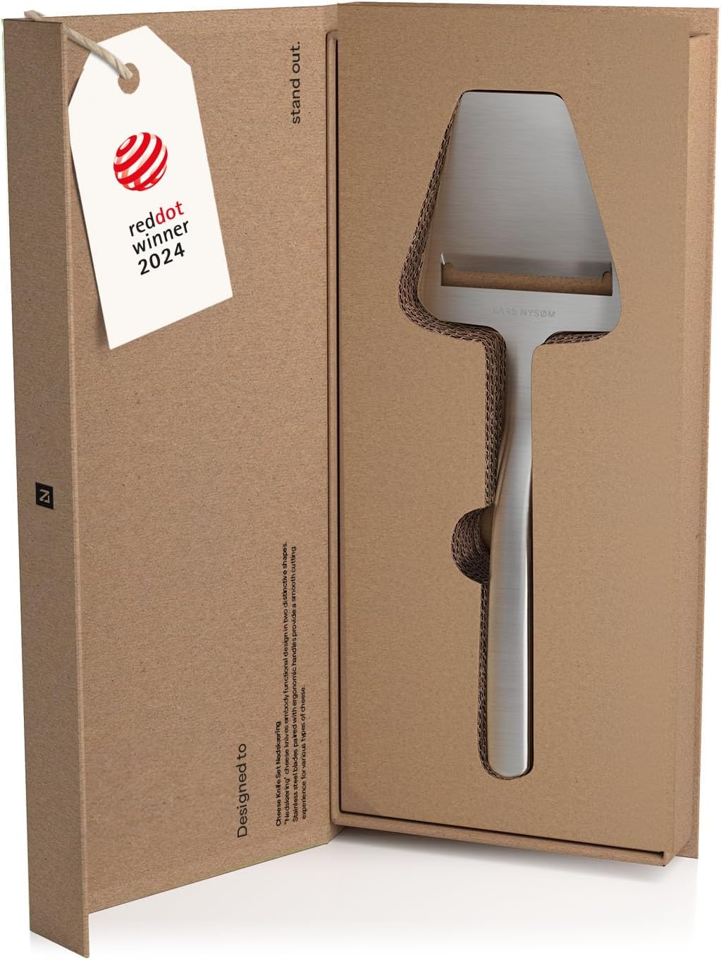 LARS NYSØM Cheese Knife Set Edge 2 pcs. I Cheese Knife Set Made of Stainless Steel I Premium Gift Box I Perfect as Christmas Gift (Carbon Black)