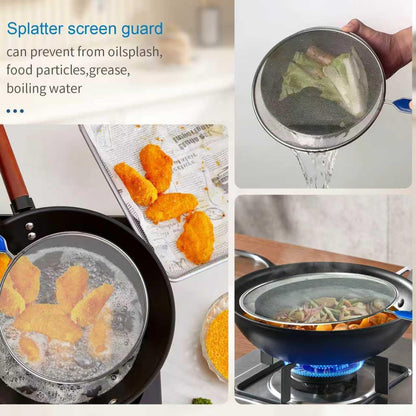 Splatter Screen for Frying Pan, 8 Inch Stainless Steel Small Grease Splatter Guard, Ultra Fine Mesh Prevents for Kitchen Frying Pan Cooking Supplies