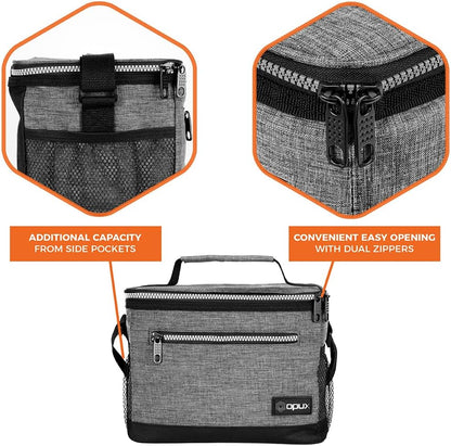 opux Insulated Lunch Box Men Women, Lunch Bag for Work School, Leakproof Soft Cooler Tote Adult, Large Lunch Pail Kids Boys Girls, Picnic Beach Food Bag with Shoulder Strap, Purple Floral