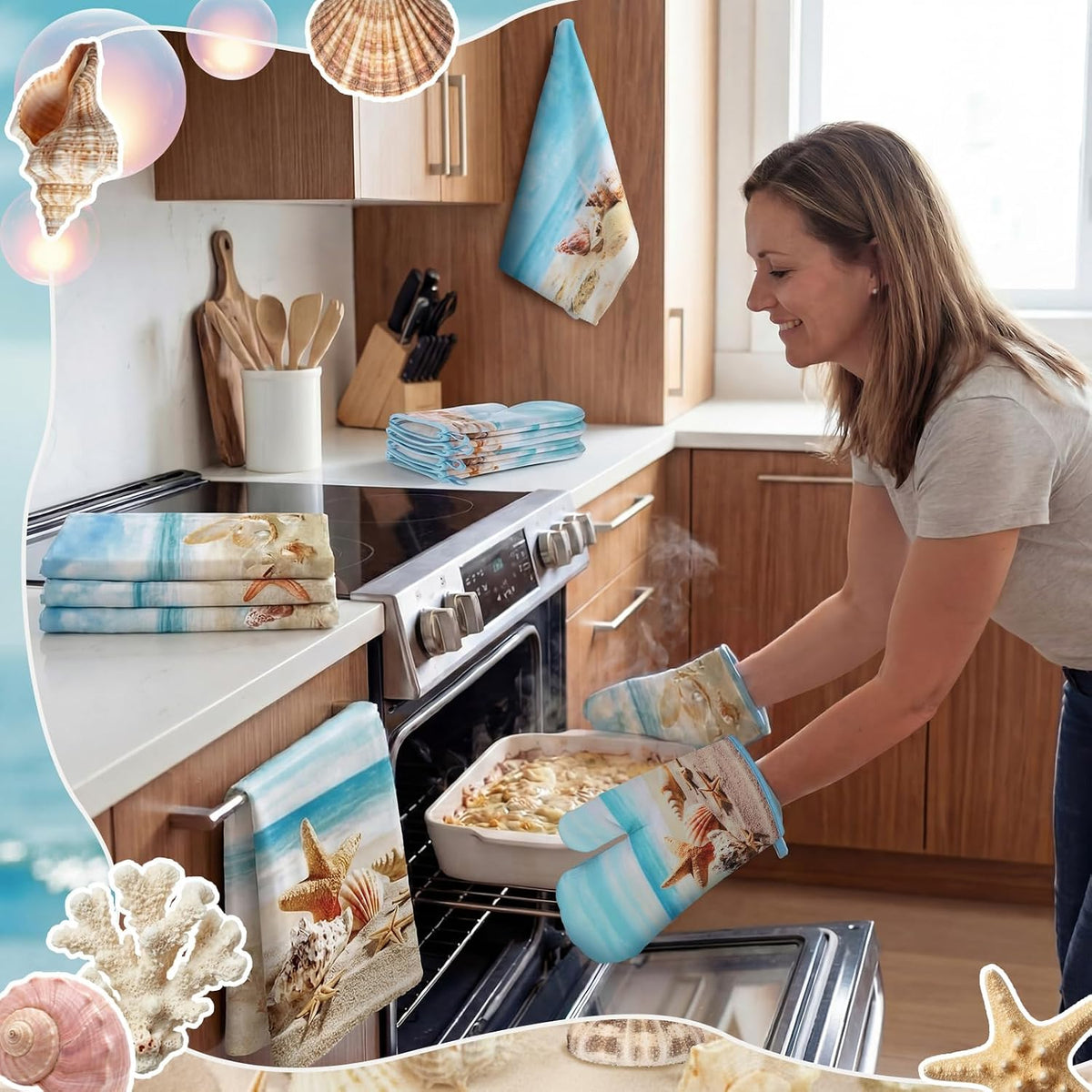 SiliFine 12 Pcs Fall Pumpkin Kitchen Towels Oven Mitts Pot Holders Set