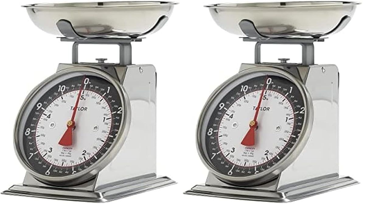 Taylor Vintage Mechanical Kitchen Scale - 11 lb Max Capacity, Silver