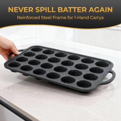 Silicone Muffin Pan with Metal Frame, 12-Cup Non-Stick Baking Pan for Cupcakes & Muffins, Dishwasher Safe & BPA Free, Durable for Meal Prep & Oven Use
