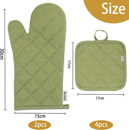 Oven Mitts and Pot Holders Sets,6 Pcs Oven Mitts and Potholders with Recycled Cotton High Heat Resistant Extra Thick Long Oven Mitts for Cooking(Black)