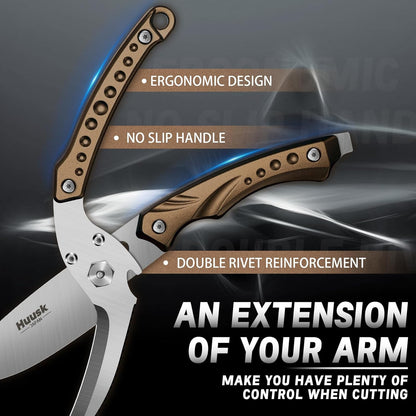 Huusk Kitchen Scissors All Purpose Poultry Shears Heavy Duty Ultral Sharp Detachable Kitchen Shears for Chicken Bone Turkey Silvery Stainless Steel Cooking Shear Thanksgiving