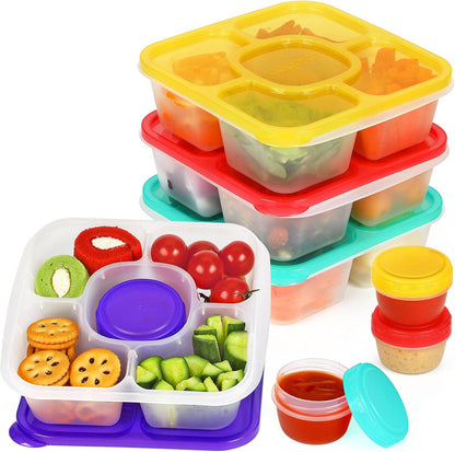 Caperci Original Lunchable Snack Containers for Kids & Adults - 5 Compartments Bento Snack Boxes with 4 Leakproof Small Containers, Wheat Straw, BPA-Free, Set of 4
