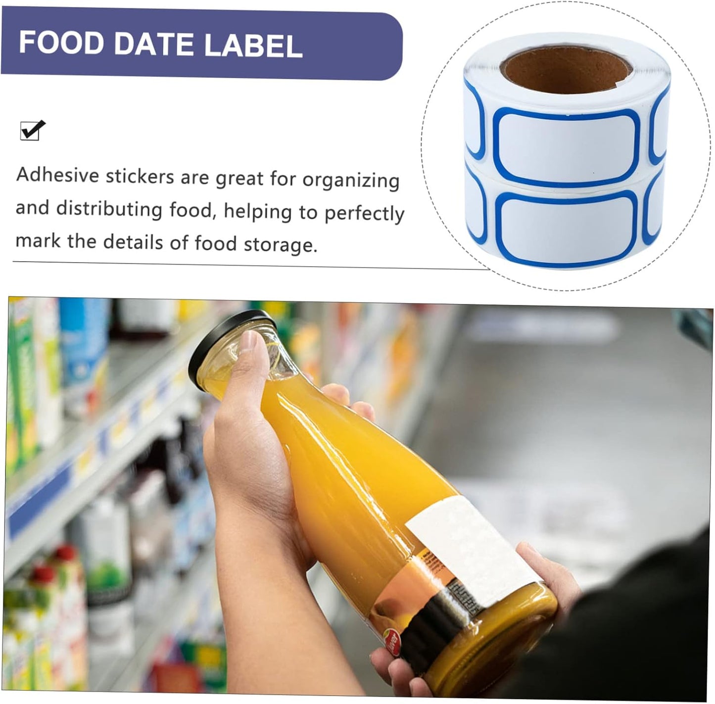 TEHAUX 6rolls Removable Food Date Stickers Professional Kitchen Labels for Containers Milk and Expiration Tracking Strong Adhesive Easy to Write and Use