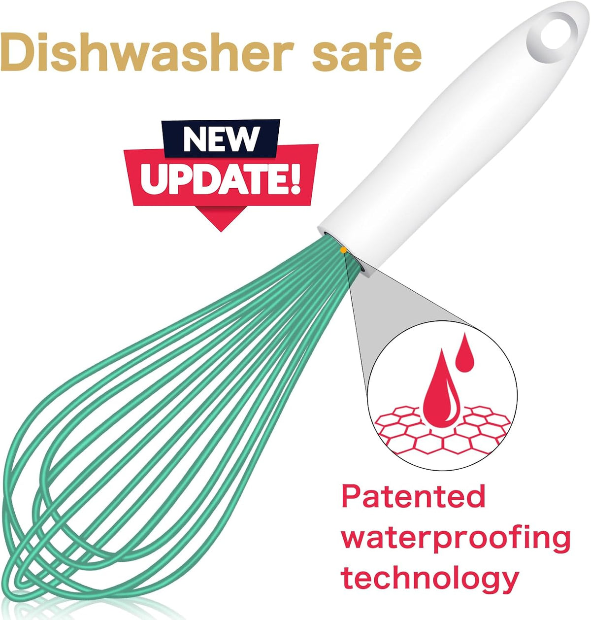 OYV Dishwasher Safe Silicone Whisk, Sealed Waterproof Design Set of 3, Professional Kitchen Whisks for Cooking Non-Scratch, Silicone & Stainless Steel Whisk, Heat Resistant Balloon Egg Beater, Black