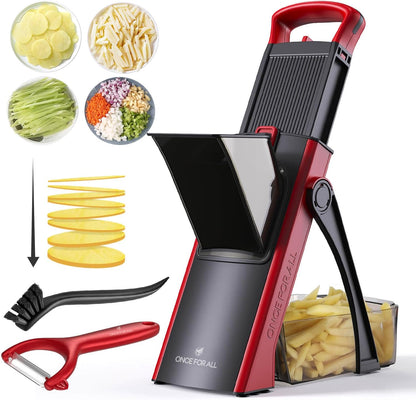ONCE FOR ALL Upgrade Safe Mandoline Slicer Plus, Biger Size, Adjustable Vegetable Food Chopper Potato Fries Cutter, Detachable Blade, Kitchen Chopping Artifact, Gift (SkyBlue)