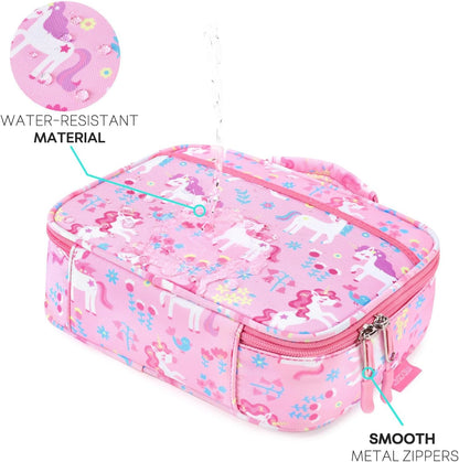 mibasies Kids Lunch Box for Girls Toddler, Insulated and Reusable Lunch Bag for School, Pink Rainbow