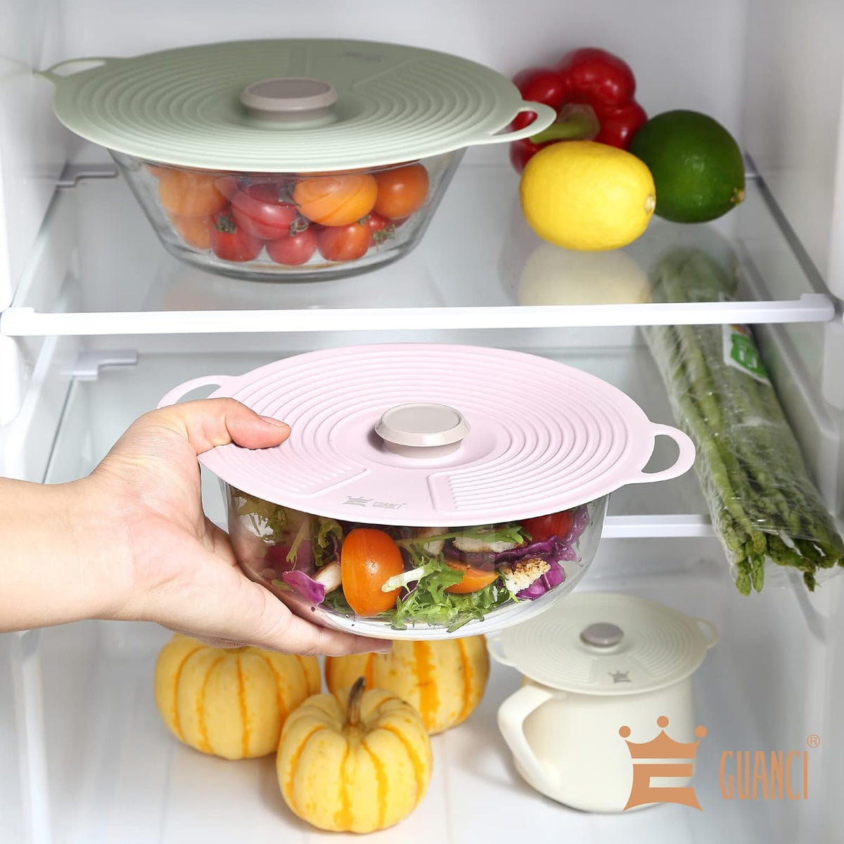 Silicone Lids for Bowl 3 Pack, Microwave Splatter Cover with 3 Sizes Reusable Heat Resistant Lids Fits Bowls, Plates, Pots, Pans, Skillets, Stove Top, Oven, Fridge Dishwasher Safe