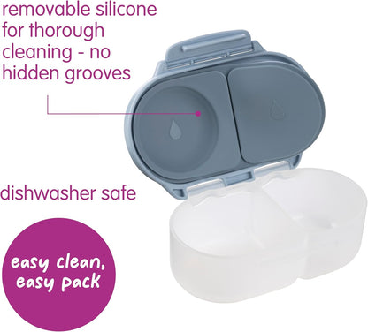 b.box Snack Box 2-Pack - Leak Proof Mini Bento Box for Kids & Toddlers, 2 Compartment Snack Containers for Kids, Dishwasher Safe, BPA-Free, PFAS-Free, Ages 4mo+, 1 3/4 Cup Each (Strawberry + Lilac)