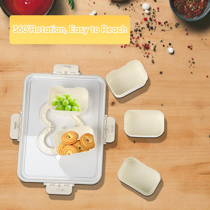 Snackle Box Container, Snack Box Container, Divided Serving Tray with Lid & Handle for Snackle, Veggie, Candy, Nut, Fruits Portable for Travel Party, Picnic (8 Inside Containers Dishwasher Safe)