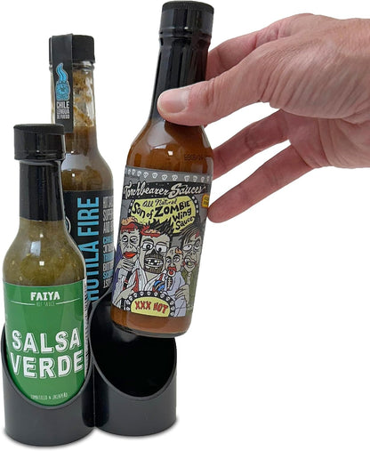 Hot Sauce Organizer, Condiment Caddy - 3 Bottle Stadium, Style A