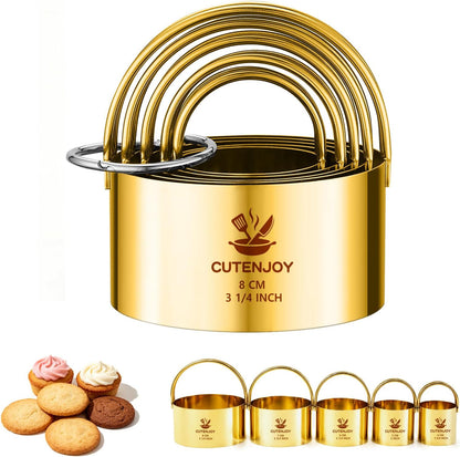 Round Cookie Cutters (2, 3, 3.5, 4, 5, 6 Inch) Biscuit Cutter Set