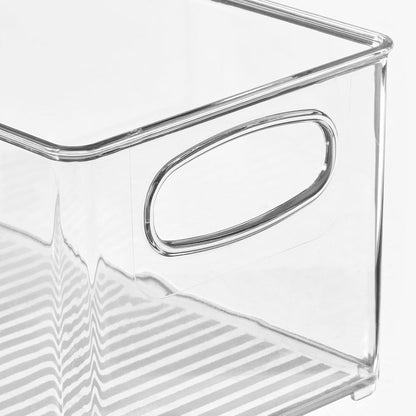 mDesign Deep Plastic Storage Organizer Container Bin, Office Organization for Filing Cabinet, Cupboard, Shelves, and Desk - Holds Notepads, Pens, Pencils, Highlighters, and Staplers - 2 Pack - Clear