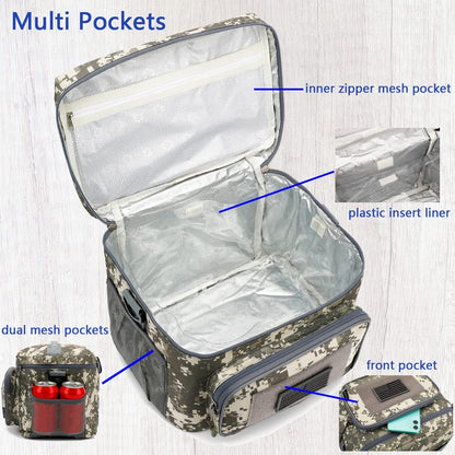 FlowFly Lunch Bag, Insulated Cooler, Thermal Lunch Box Tote with MOLLE/PALS Webbing, Adjustable Padded Shoulder Strap, for Tactical Men Women Adults and Boys Girls Kids (Cyan, Medium)