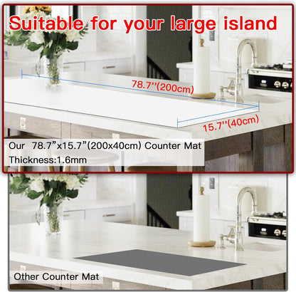 Silicone Mats for Kitchen Counter, 47.3"x23.6"x0.08" Largest Heat Resistant Mat Kitchen Island Waterproof 2MM Thick Countertop Protector Mat Nons-slip Extra Large Counter Mat (Black)