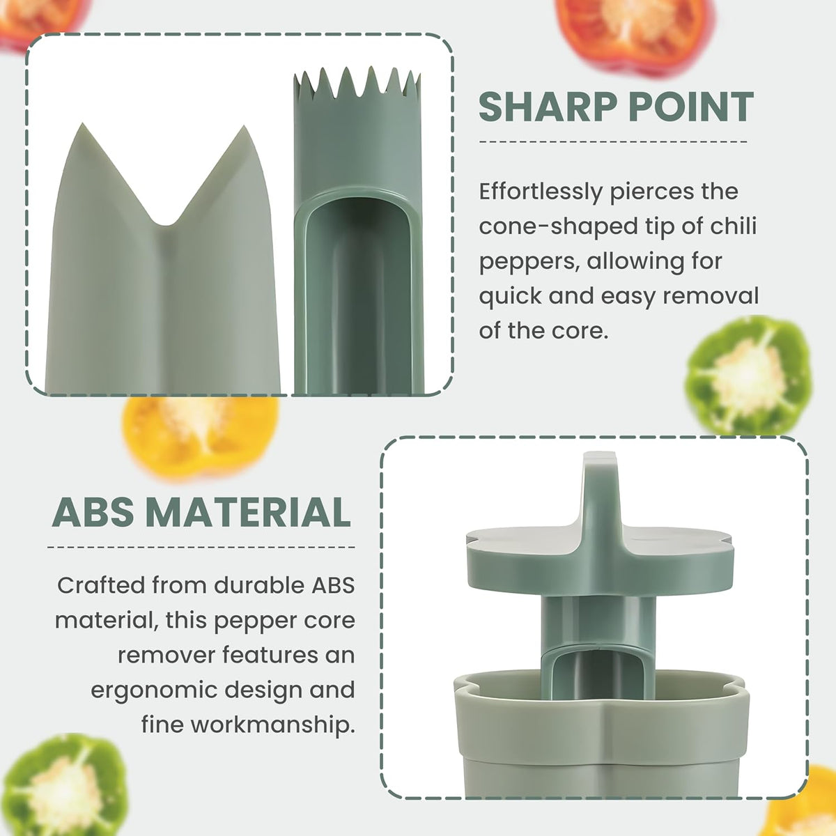 Pepper Corer Tool Seed Remover and Pepper Seed Core Remover Vegetable Core Remover and Corer Tool Kitchen for Jalapenos, Bell Peppers