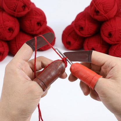 Elegaperma 20pcs Leather Thimbles for Hand Sewing Leather Finger Protector