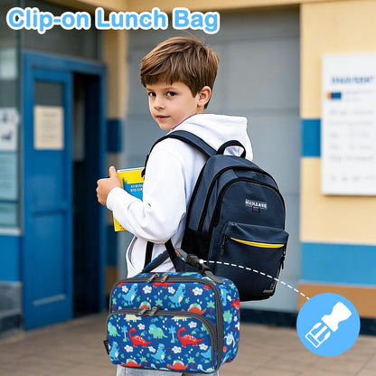 FlowFly Kids Lunch box Insulated Soft Bag Mini Cooler Back to School Thermal Meal Tote Kit for Girls, Boys, Astronaut - Colors B