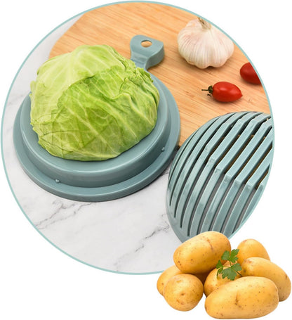 Fruit and Vegetable Cutter Bowl, Slicers for Fruits and Vegetables, Salad Chopper Cutter (Blue)