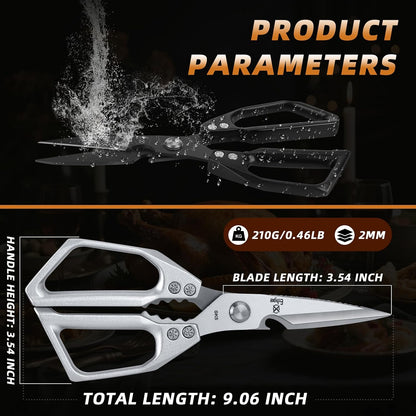 Kitchen Scissors All Purpose - Heavy Duty Poultry Shears, Ultra Sharp Japanese Steel Cooking Scissors for Food, Dishwasher Safe
