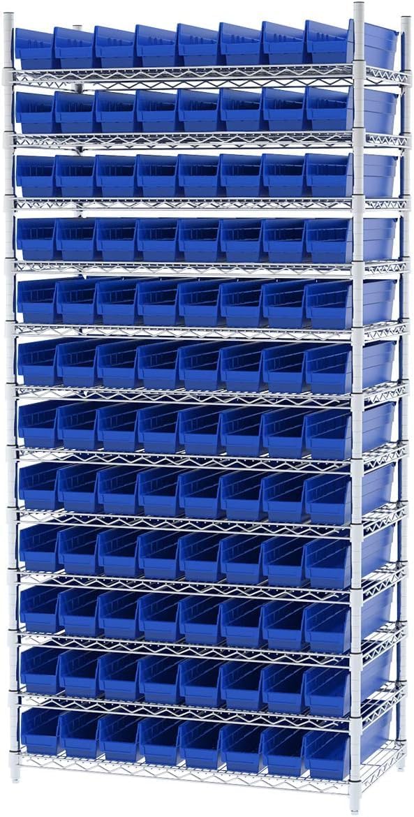 Akro-Mils 30128 Plastic Shelf Bins, Heavy Duty Storage Bins for Garage, Closet, and Drawer Organization, 457 x 102 x 102 Mm, Clear, 12 Count