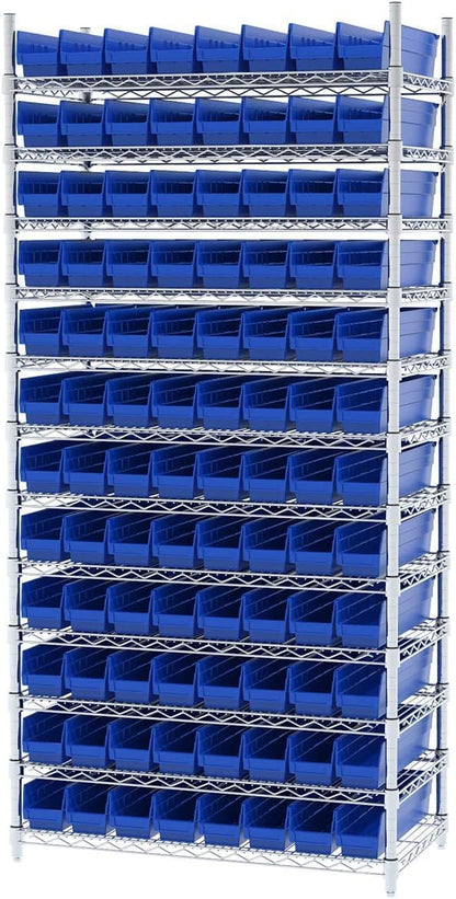 Akro-Mils 30128 Plastic Shelf Bins, Heavy Duty Storage Bins for Garage, Closet, and Drawer Organization, 457 x 102 x 102 Mm, Clear, 12 Count