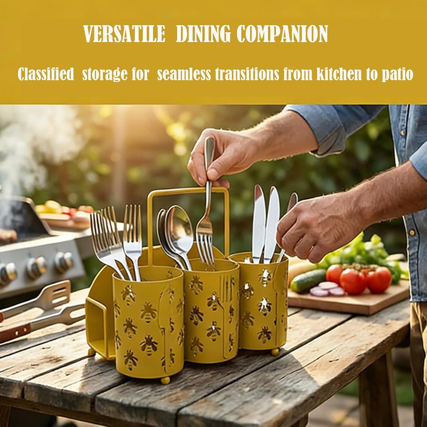 NelyBet Utensil Caddy Silverware Holder Fork Spoon Napkin Paper Plate Organizer Metal Utensil Holder Cutlery Flatware Organizers for Party Kitchen Countertop Camping Picnic - Black Mesh