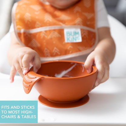 Bumkins Baby Bowl, Silicone Feeding Set with Suction for Baby and Toddler, Includes Spoon and Lid, First Feeding Set, Training Essentials for Baby Led Weaning for Babies 4 Months Up, Sage