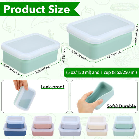 Blushtier 10 Pcs Silicone Freezer Molds with Lid Reusable Meal Prep Containers Silicone Soup Freezer Molds Food Preserving Ice Tray for Portion Control Soups Sauces Stews, 5 Colors(1 Cup, 1/2 Cup)