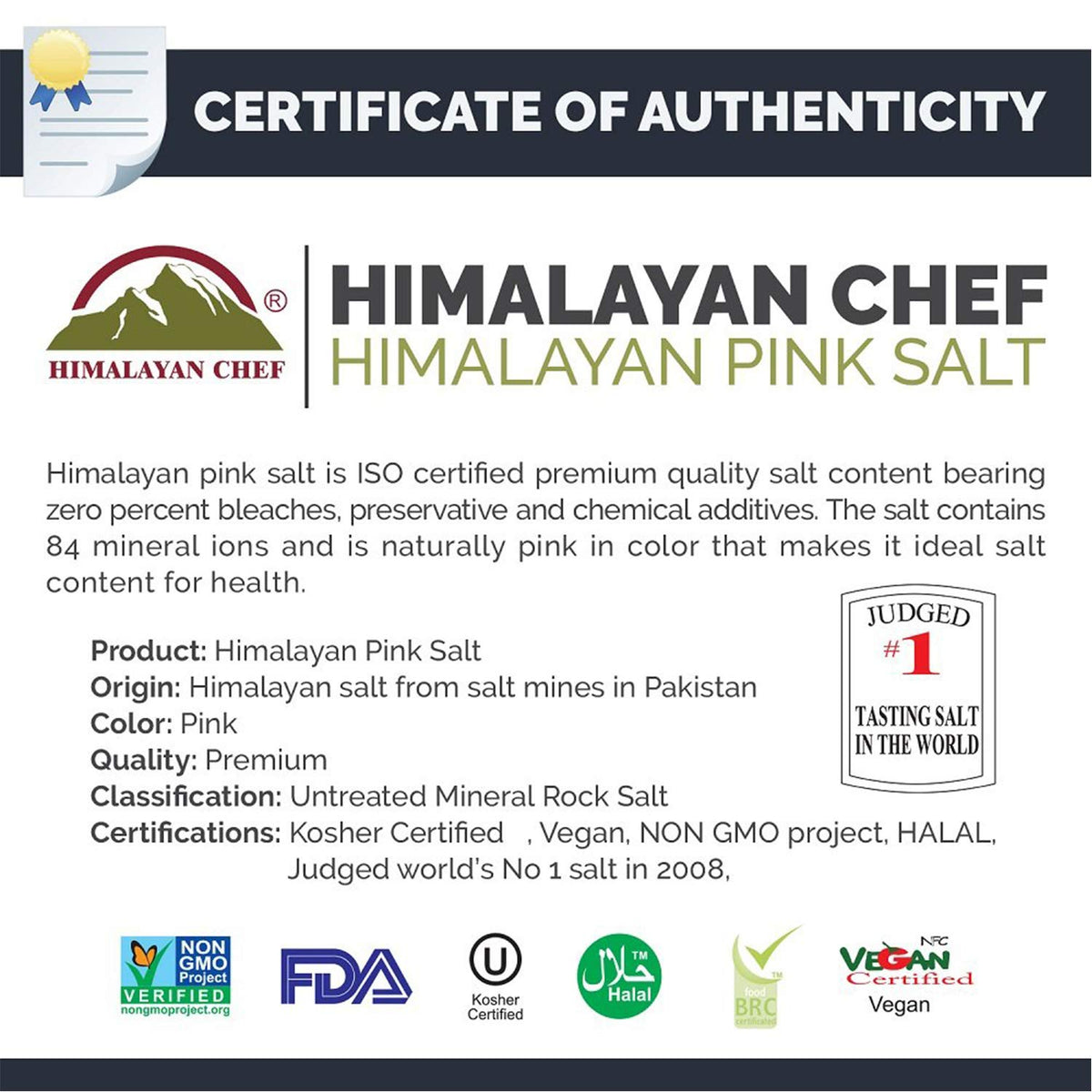 Himalayan Chef Salt Grinder, Refillable-13 Ounce