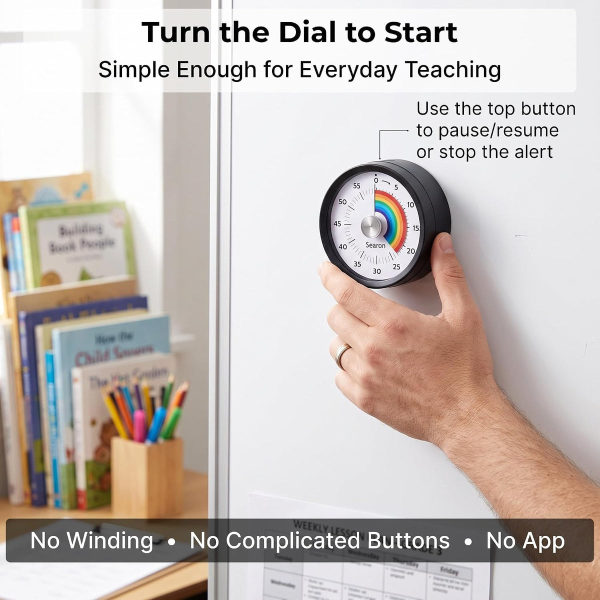 Searon Magnetic Kitchen Timer, 60-Minute Visual Dial (Blue)