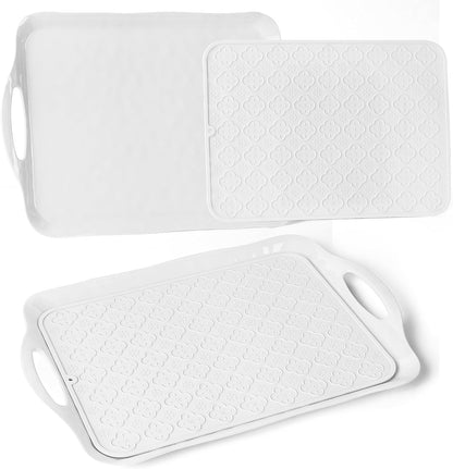 LEHAHA Grilling Prep Trays, Melamine BBQ Prep and Serving Platters and Tray for Outdoor Entertaining, Large Food Serving Trays, Set of 2, 17.2" x 10.5",Great for Grilling Lovers,Black and Red