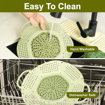 Large Collapsible Silicone Steamer Basket, Expandable for Pot,Non Slip Feet