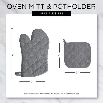 DII Basic Terry Collection 100% Cotton Quilted, Oven Mitt, Brown, 2 Piece