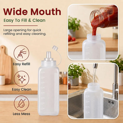 OAMCEG 20oz Condiment Squeeze Bottles, Plastic Sauce Bottles(0.6L)