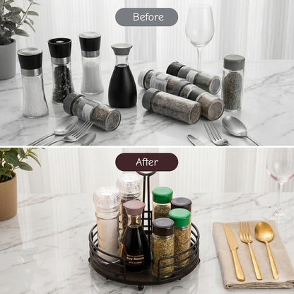 ZOOFOX 2 Pack Metal Condiment Caddy, Tabletop Spice Organizer for Kitchen Pantry, Patio Tables, Countertop, Picnics, Dining Table, BBQ
