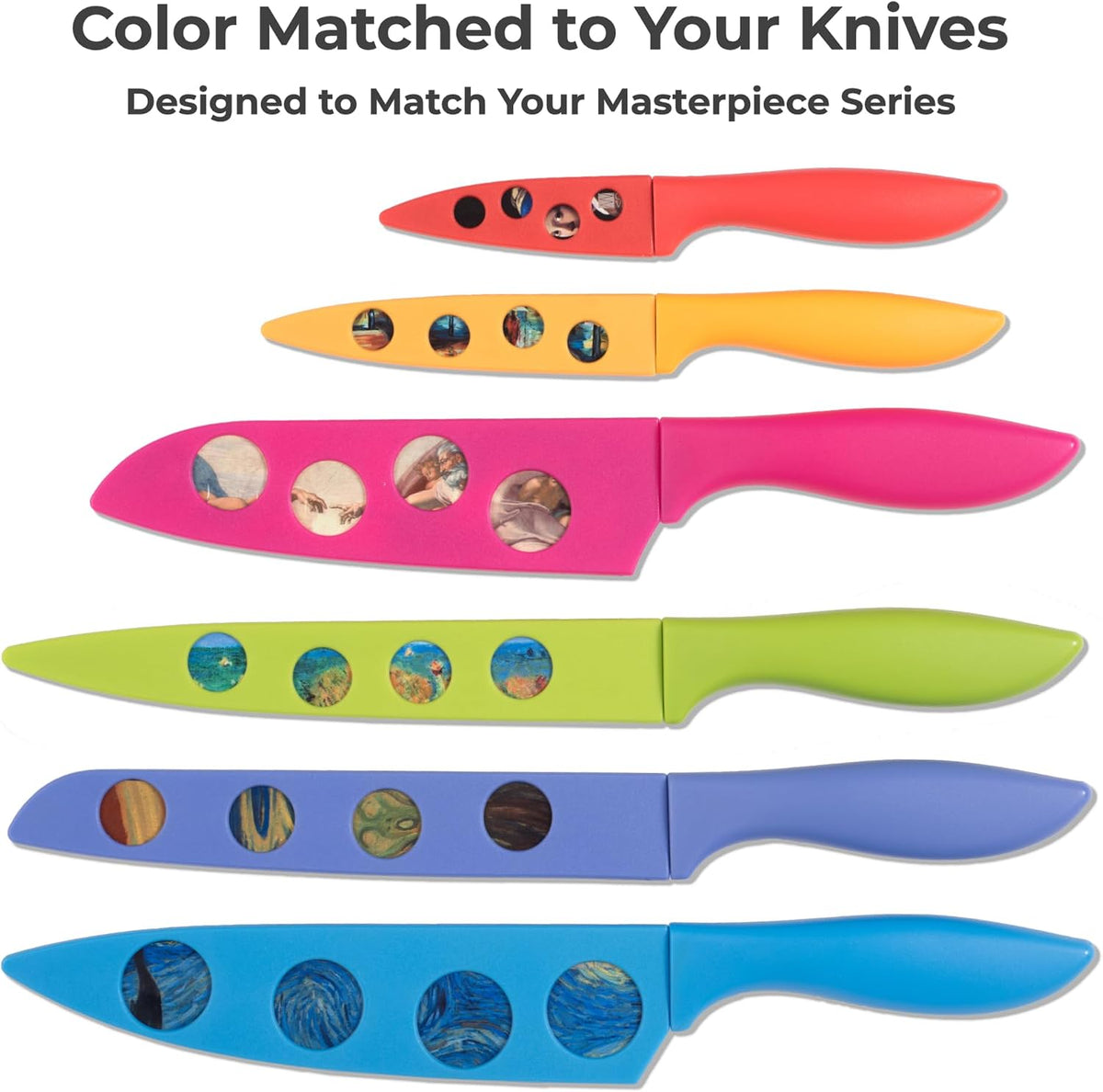 CHEF'S VISION Landscape BladeKeepers, 6 Color-Matched Knife Blade Covers
