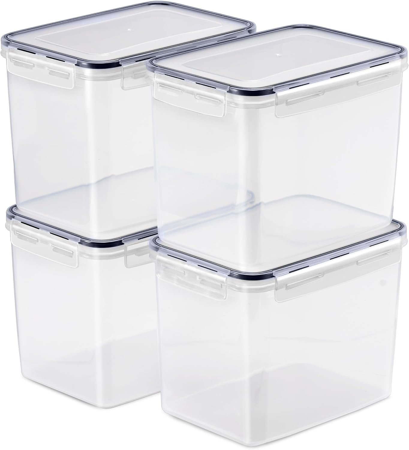 Sorbus Food Storage Containers - Pack of 4 - Air Tight, Four-Way Snap Lids Keeps Food Fresh - Store Cereal, Pasta, Flour, Nuts, Candy - Durable Plastic Kitchen Pantry Bins
