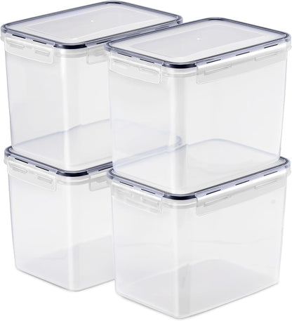 Sorbus Food Storage Containers - Pack of 4 - Air Tight, Four-Way Snap Lids Keeps Food Fresh - Store Cereal, Pasta, Flour, Nuts, Candy - Durable Plastic Kitchen Pantry Bins