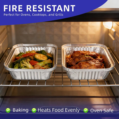 9x13 Aluminum Foil Pans with Lids (25 Pack) - Half Size Disposable Baking Pans, Takeout Container, Leak-Proof Aluminum Trays for Cooking, Baking, Meal Prep, Storage - Oven, Freezer, Grill Safe