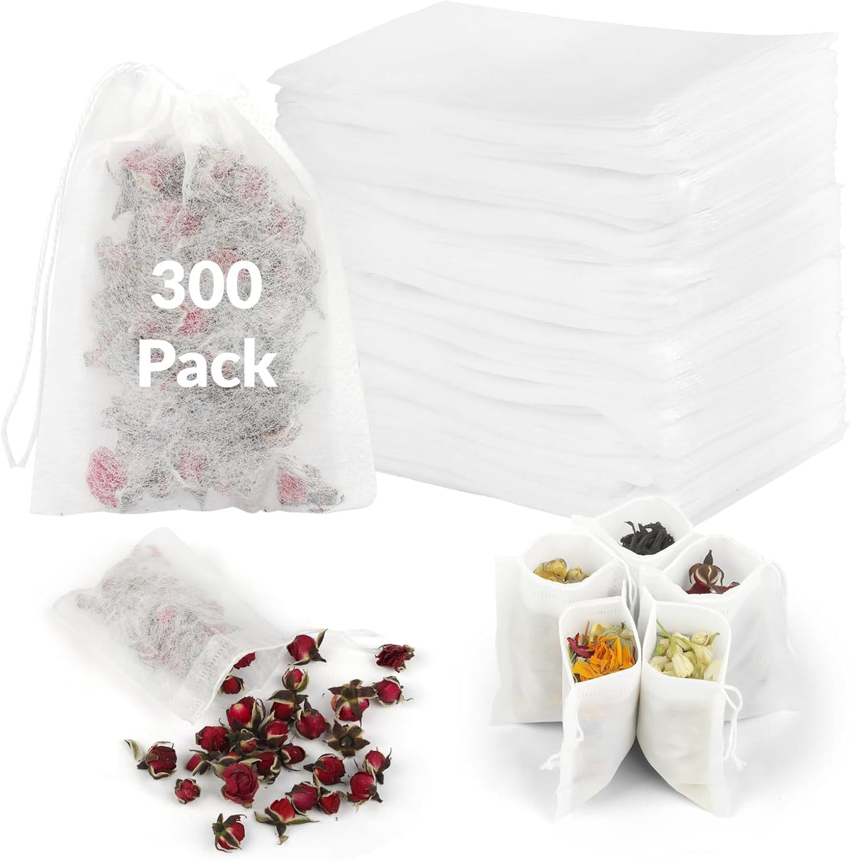 300 Pcs Disposable Empty Tea Bags for Loose Leaf Tea