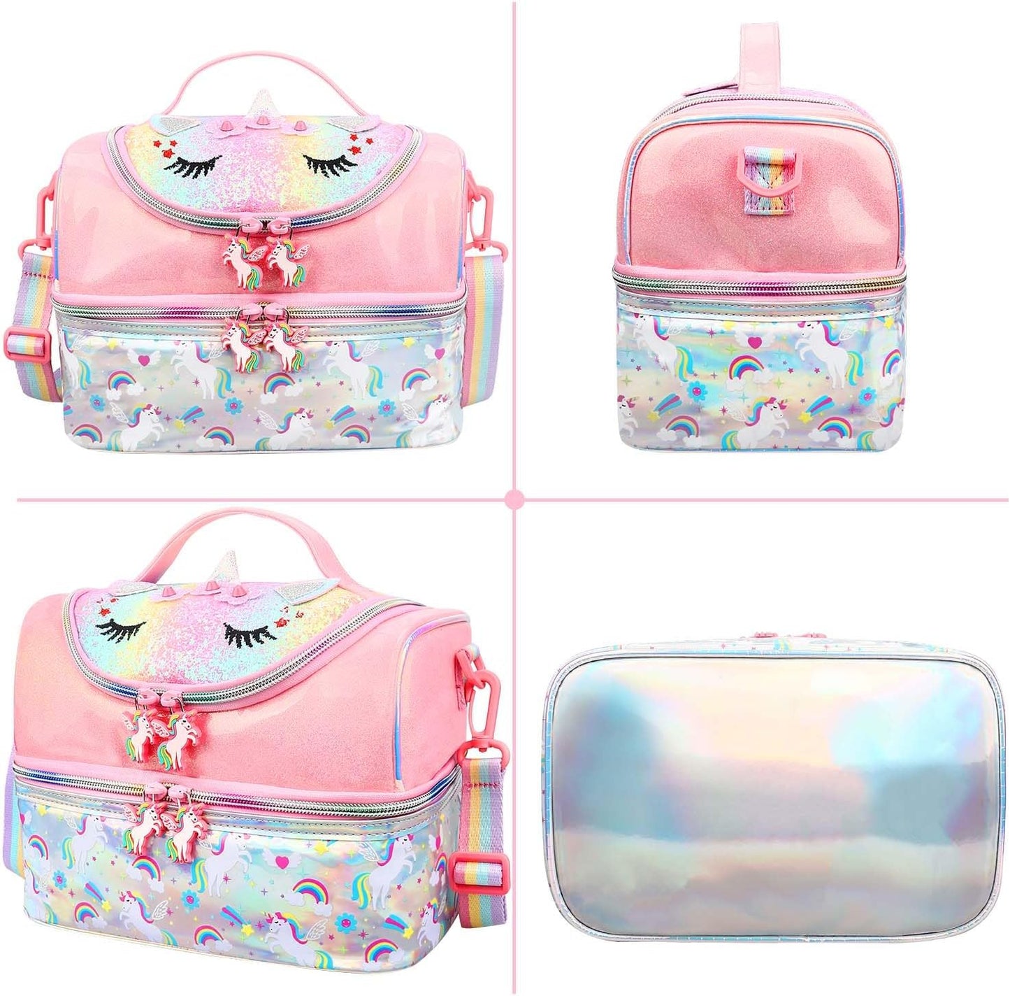 RHCPFOVR Kids Lunch Bag - Double - Decker Cooler Insulated Lunch Box for Boys Girls,Washable Lunch Bag with Strap and Reusable Toddler Lunchbox for School and Daycare